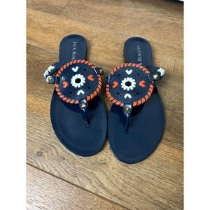 Jack Rogers Jelly Sandals Navy Orange White Comfortable Summer Shoes Size 8‎